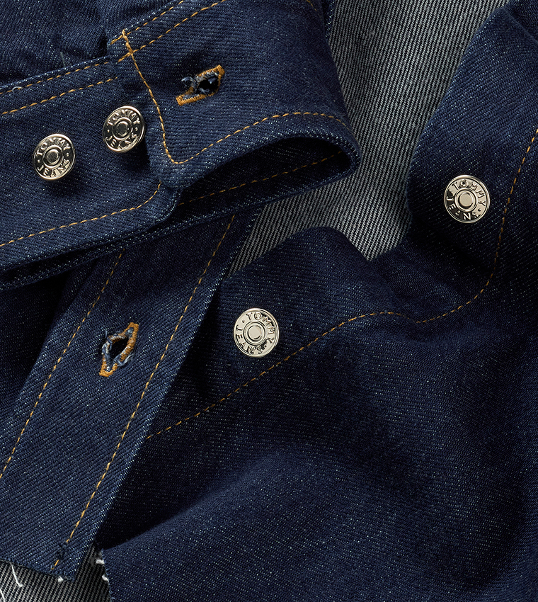 Logo Printed Cropped Denim Shacket