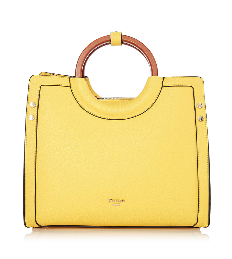 Buy Dune London DWOODLY Wooden Handle Tote Bag In Yellow 6thStreet Qatar