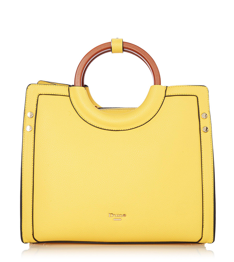 Buy Dune London DWOODLY Wooden Handle Tote Bag In Yellow 6thStreet Qatar