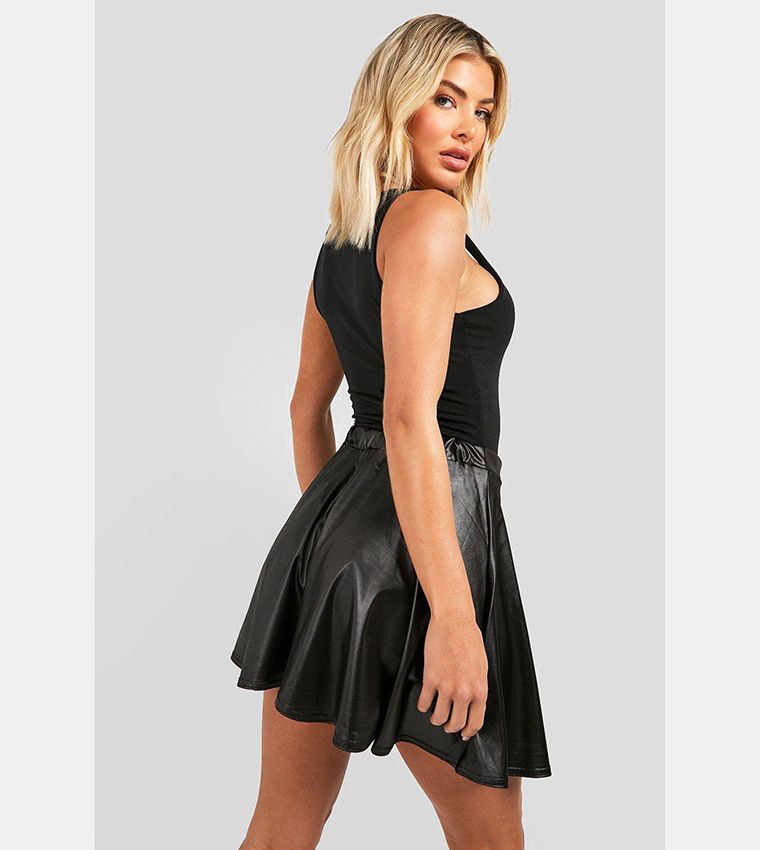 Leather look skater fashion dress