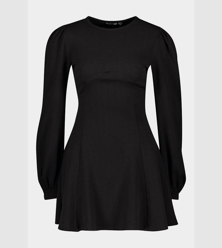 Bust Detail Blouson Sleeves Skater Dress