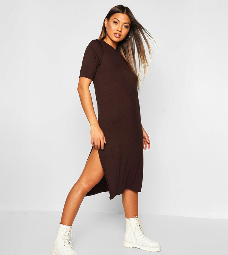 Split midi cheap t shirt dress