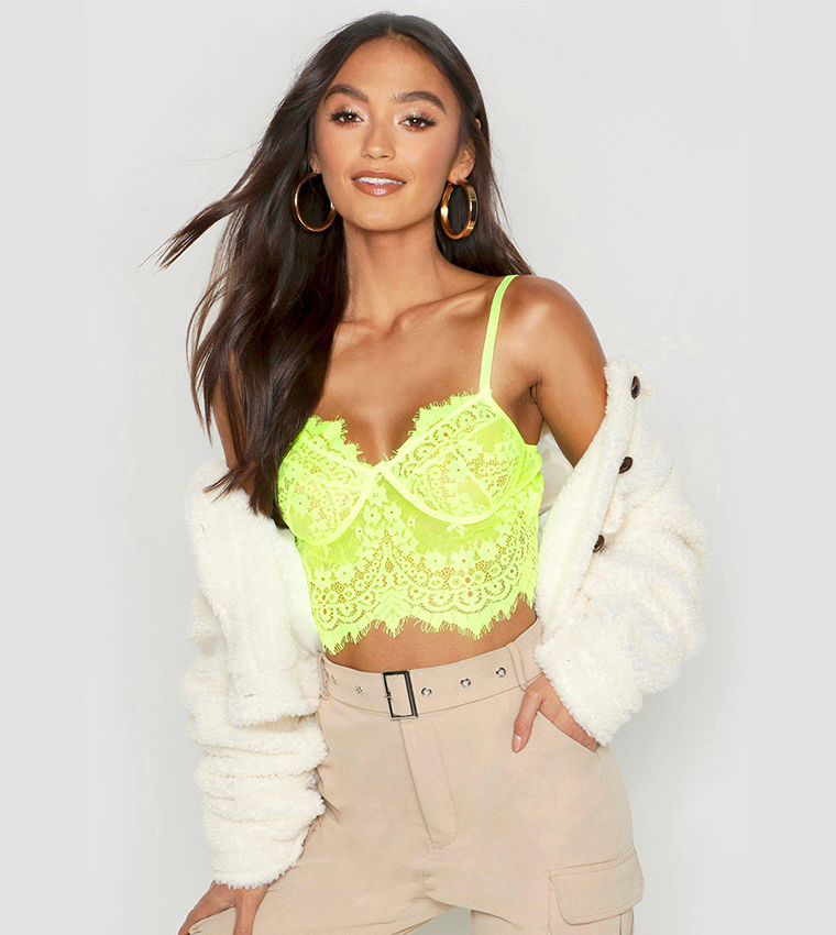 Buy Boohoo Premium Lace Cupped Bralette In Green