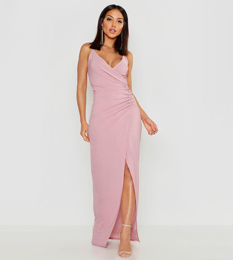 Mauve wrap maxi dress best sale