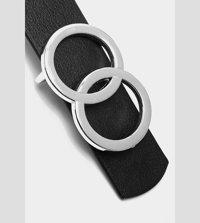 Double Silver Ring Detail Boyfriend Belt