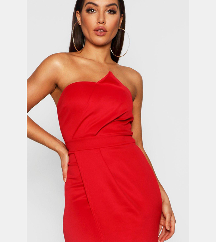 boohoo bandeau wrap detail maxi dress boohoo Women's Bandeau Scarf Detail Maxi Dress - Chocolate