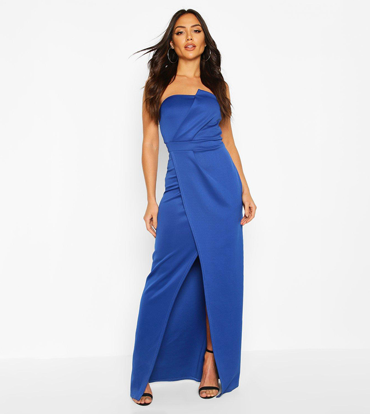 boohoo bandeau wrap detail maxi dress boohoo Women's Bandeau Scarf Detail Maxi Dress - Chocolate