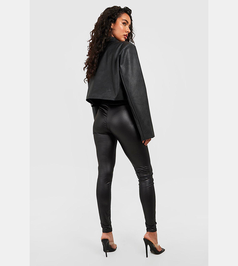 Buy Boohoo High Waist Wet Look Leggings In Black