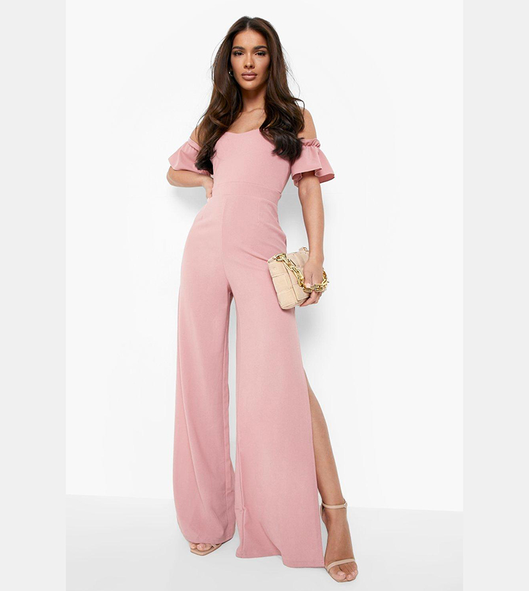 Pink store bardot jumpsuit