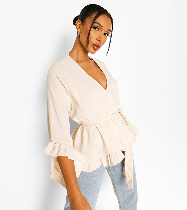 Ruffle hem sale wrap blouse