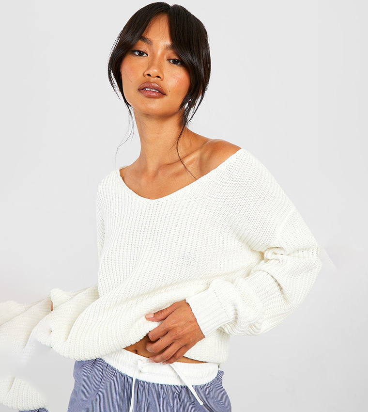 Oversized white on sale v neck sweater