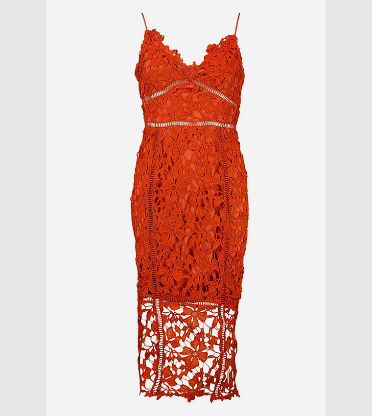 red stretch lace dress Alexandra