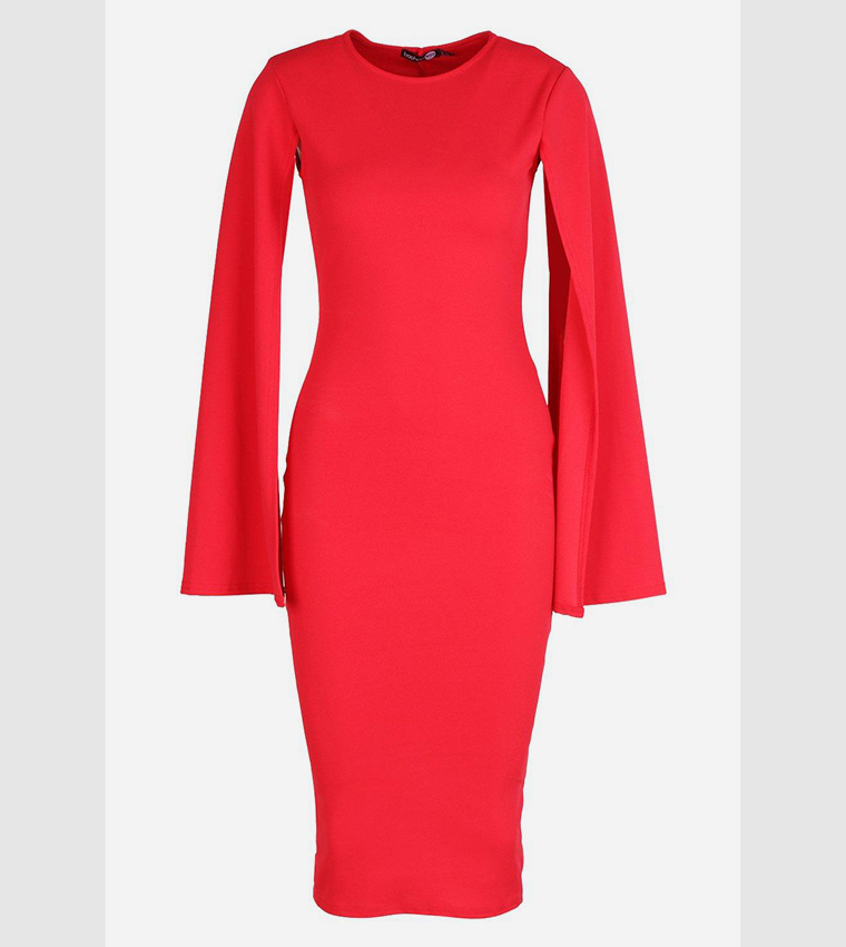 Cape sleeve cheap bodycon midi dress