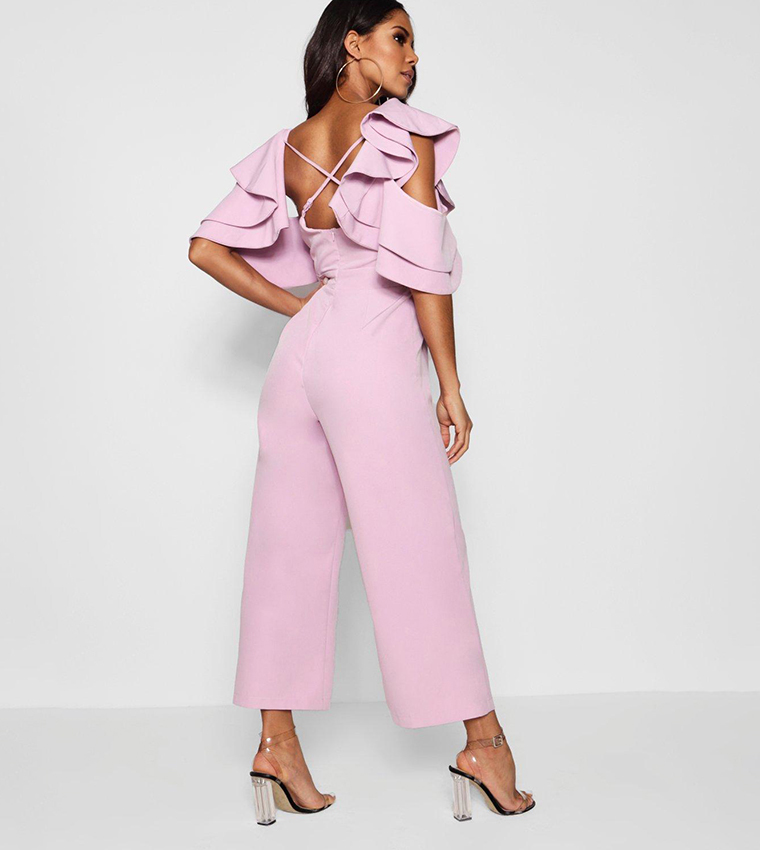 Statement Ruffle Cross Back Jumpsuit