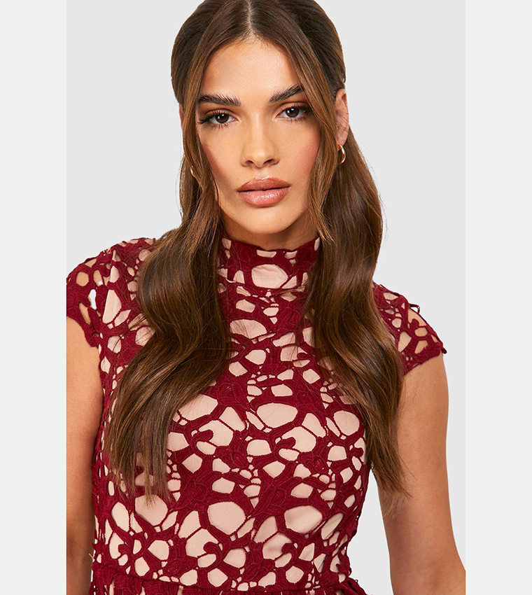 Boutique lace midi skater dress hotsell