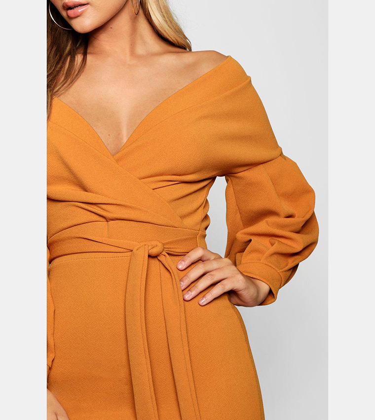 off the shoulder wrap bodycon dress Off Shoulder Wrap Bodycon Dress