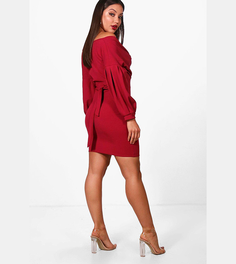 Off the shoulder wrap bodycon outlet dress