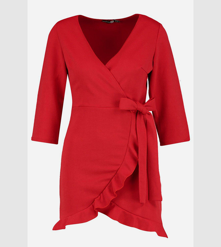 Formal tie wrap frill detail clearance skater dress