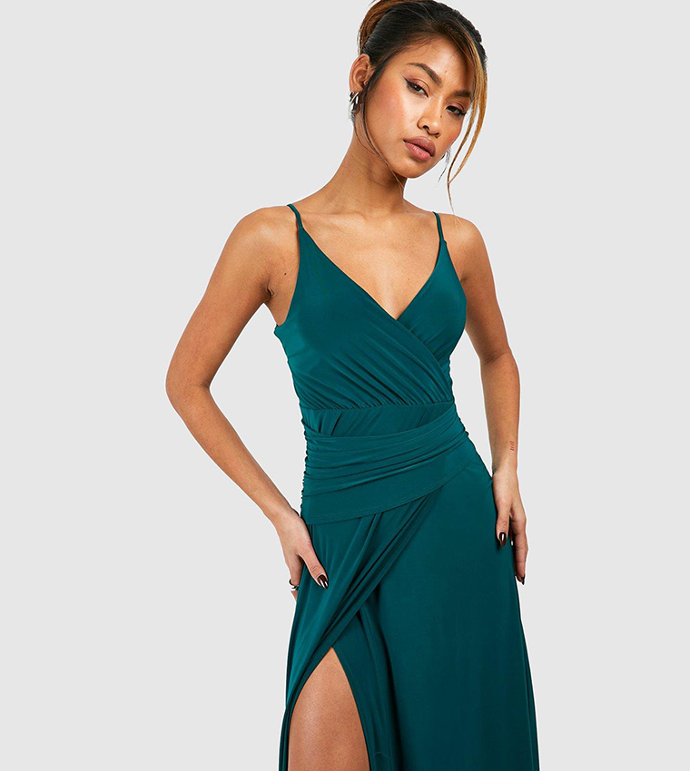 Ruched Strappy Maxi Dress