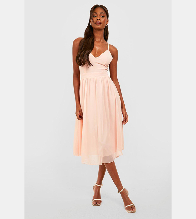 Chiffon Tie Back Midi Skater Dress Baltic Born Women's Indie Back Tie Dress  - Black Buy Boohoo Chiffon Tie Back Midi Skater Bridesmaid Dress In Beige |  6thStreet UAE