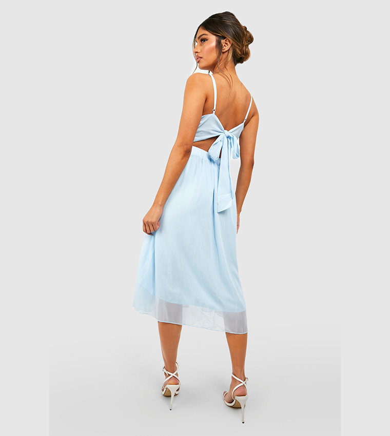 Chiffon tie back hot sale midi skater dress