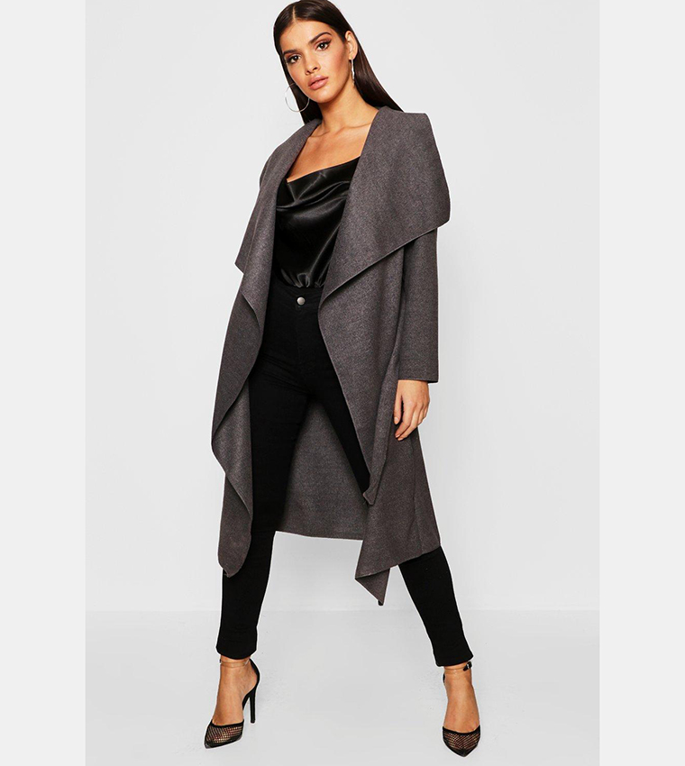 Khaki wrap coat best sale