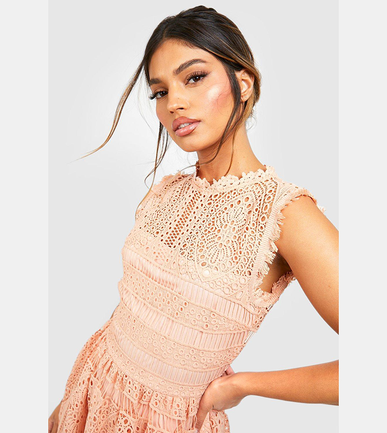 boutique lace skater bridesmaid dress Buy Boohoo Boutique Lace Skater Bridesmaid Dress In Pink