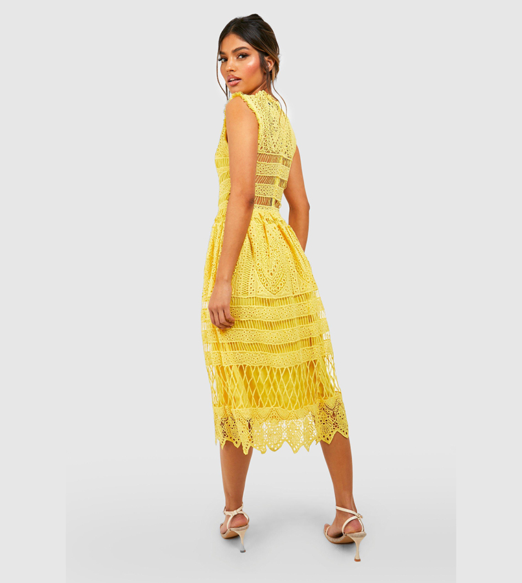 chinese dress ladies Farida Yellow Lace Maxi Dress - US 6