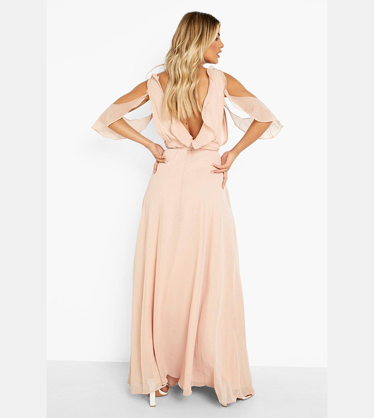 Frill wrap detail chiffon maxi dress hotsell