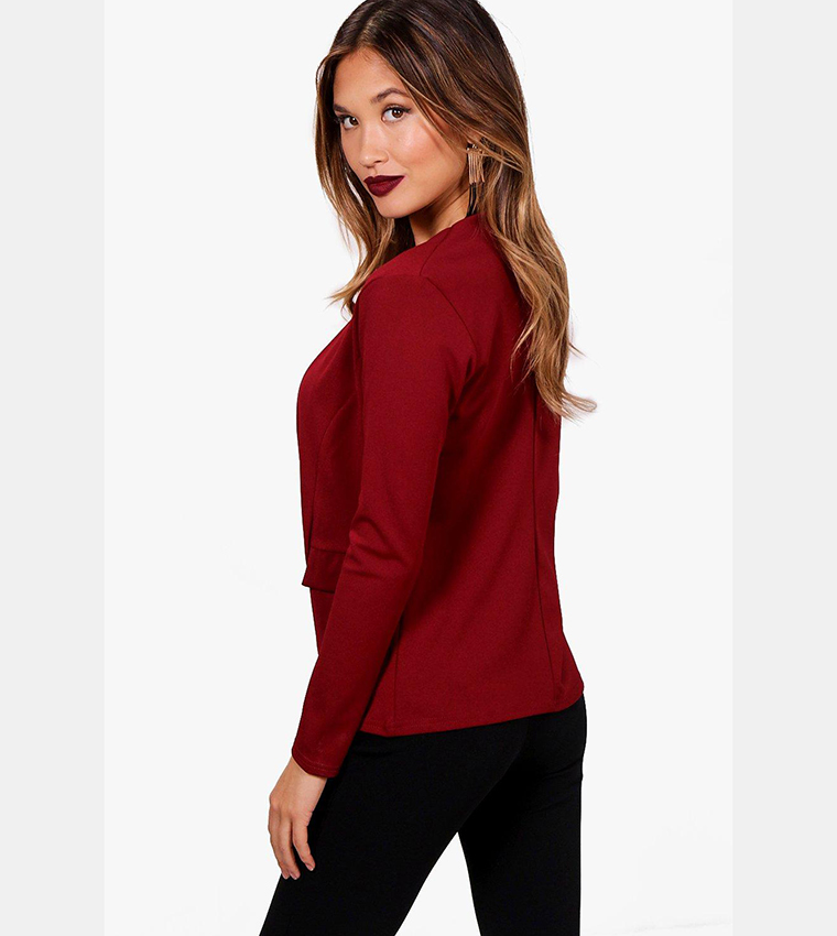 Collarless Long Sleeves Blazer
