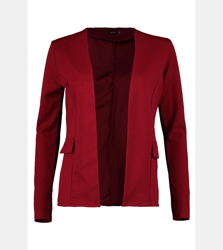 Collarless Long Sleeves Blazer