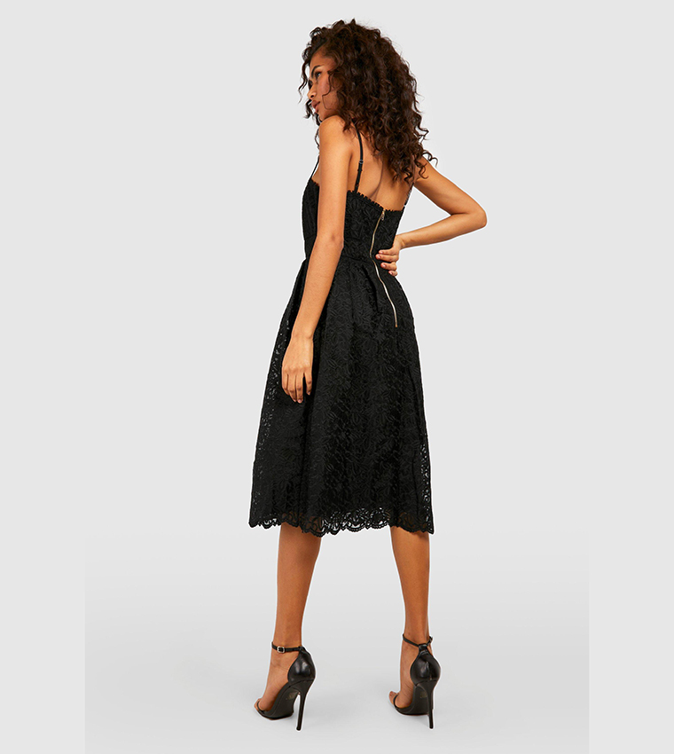 boutique embroidered strappy midi skater dress Lace Dress Boohoo Strappy Midi Skater Dress Buy Boohoo Boutique Embroidered  Strappy Midi Skater Dress In