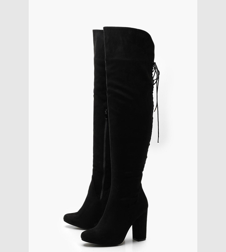 Knee high boots lace back on sale