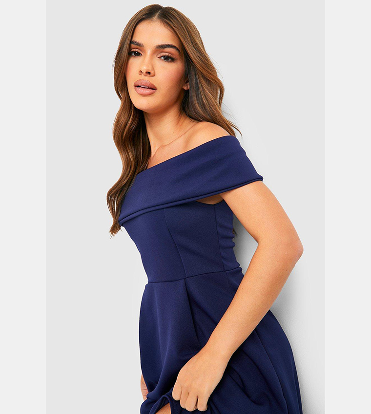 boohoo off the shoulder dip hem skater dress White Off The Shoulder Dip Hem Skater Dress Boohoo Smoke Off The Shoulder Dip Hem Skater