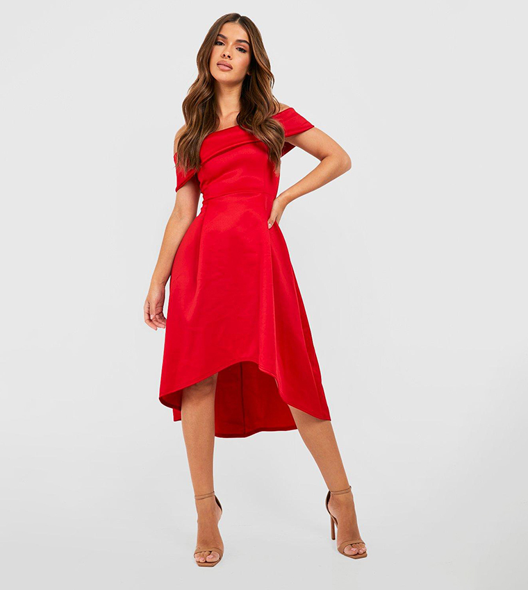off the shoulder dip hem skater dress White Off The Shoulder Dip Hem Skater Dress Floral Off The Shoulder Dip Hem Skater Dress Boohoo NZ