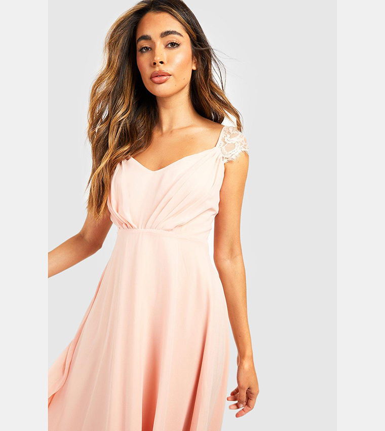 skater bridesmaid dress Ava & Yelly Sleeveless Lace Skater Dress - Pink