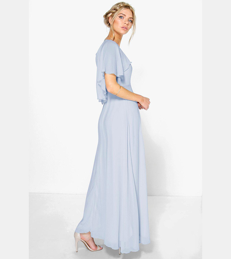 Buy Boohoo Chiffon Cape Sleeves Maxi Bridesmaid Dress In Pink 6thStreet Kuwait