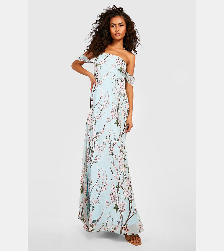 Buy Boohoo Floral Off The Shoulder Maxi Dress In Green | 6thstreet Kuwait Buy Boohoo Floral Off The Shoulder Maxi Dress In Green | 6thstreet Kuwait