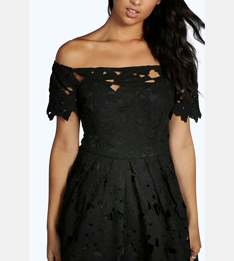 Off the shoulder lace skater clearance dress