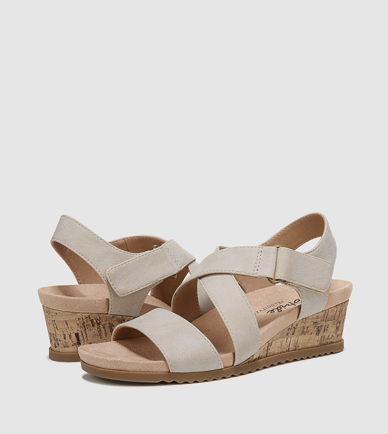 SINCEREE Open Toe Wedge Sandals