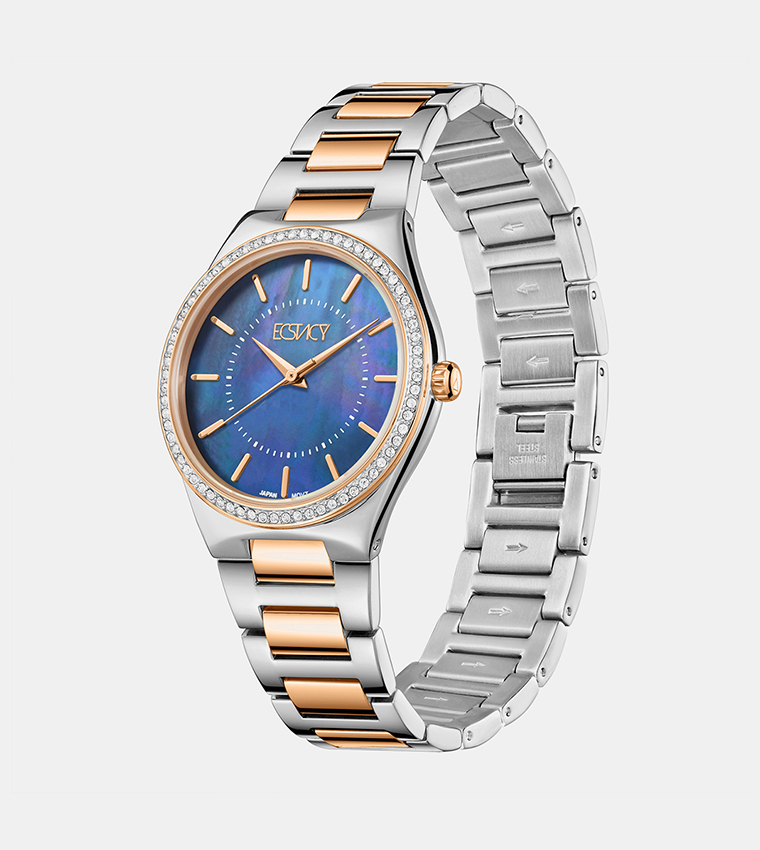 Embellished Blue Dial Analog Watch