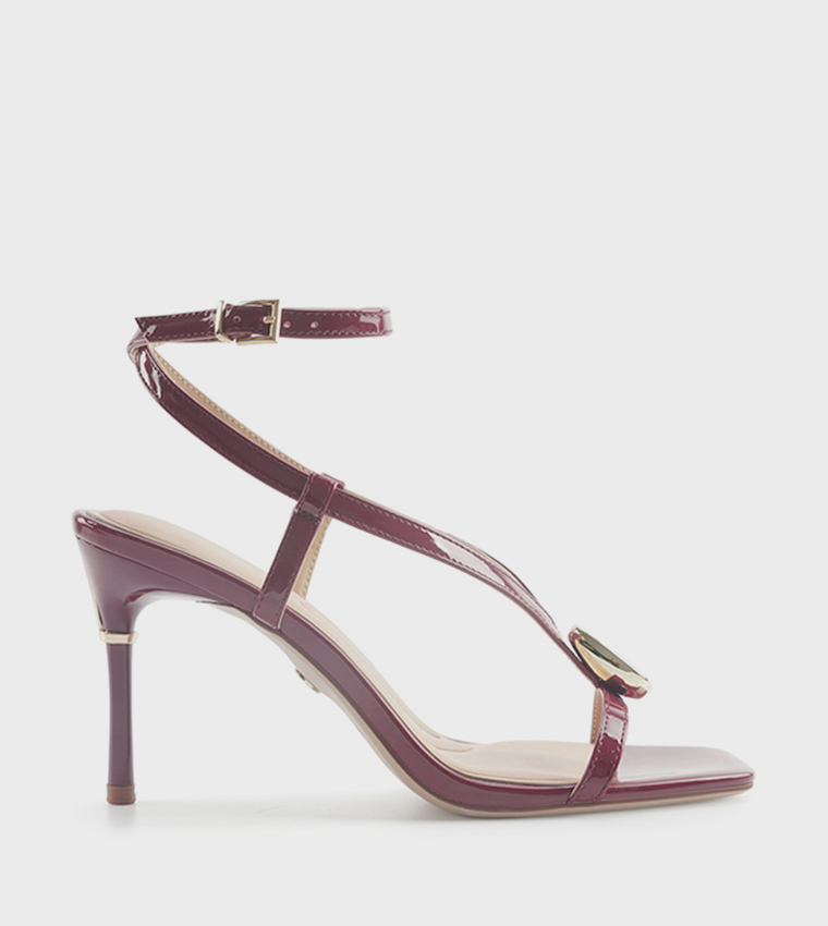 EALEN Square Toe Ankle Strap Heeled Sandals