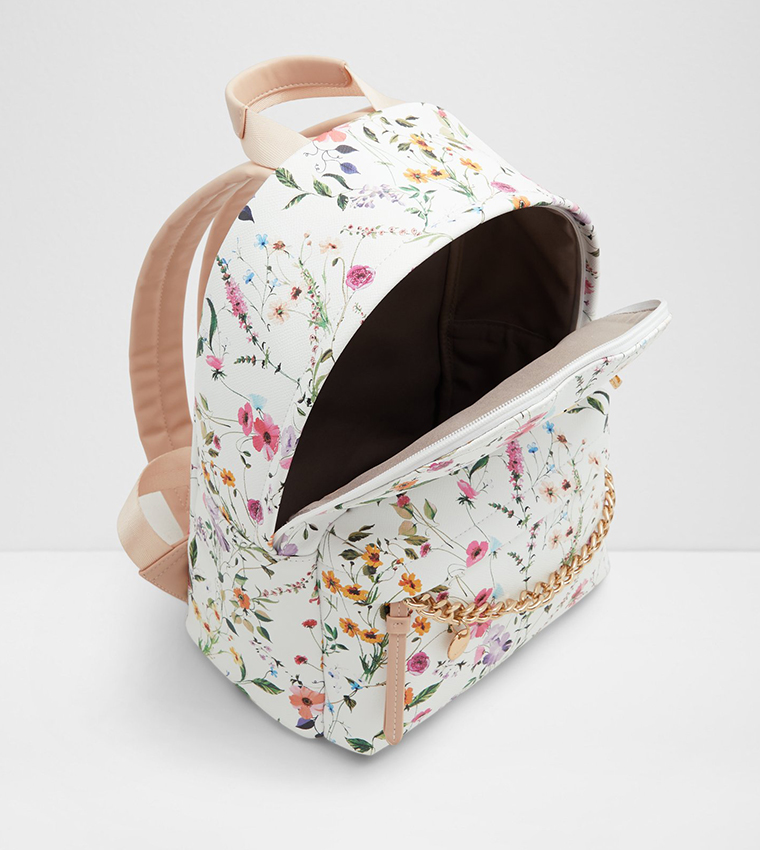 Buy Aldo EBENA Floral Print Chain Detail Backpack In White