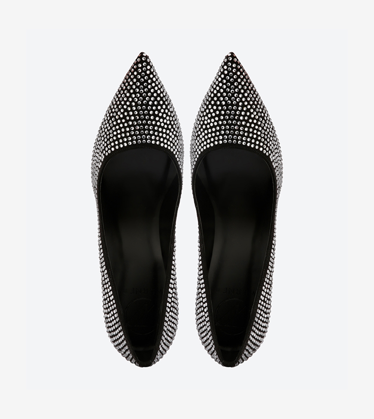 Embellished Pointed Toe Pumps - Black - EC431251 EC431251