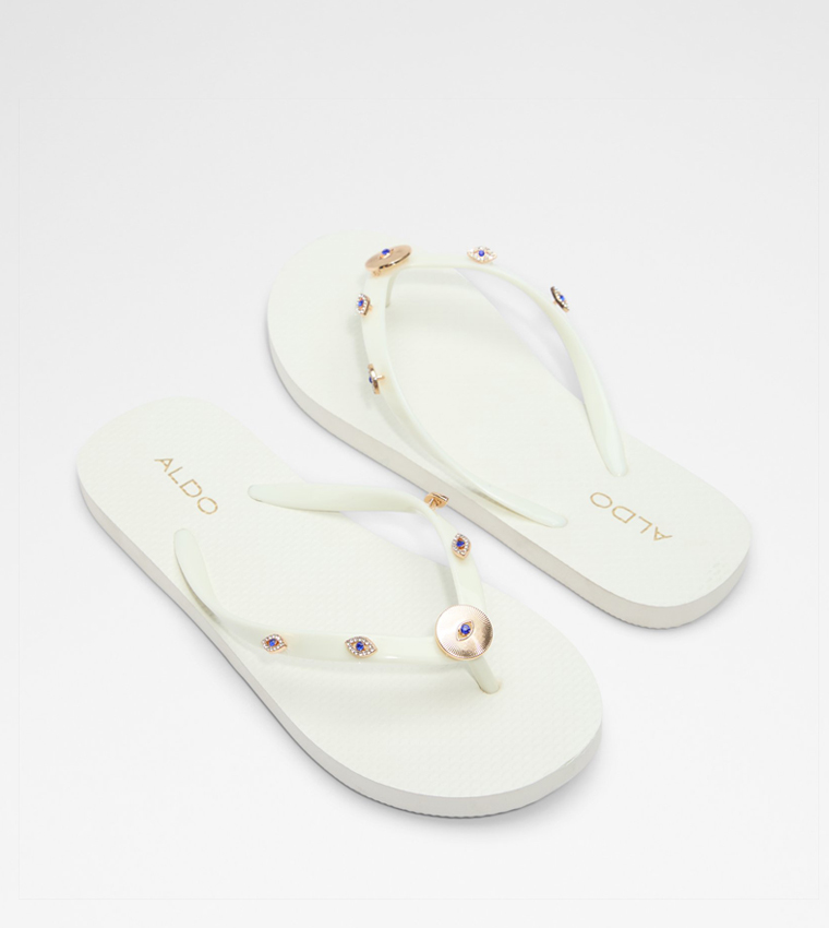 EDAJAN Evil Eye Embellished Flip-Flops