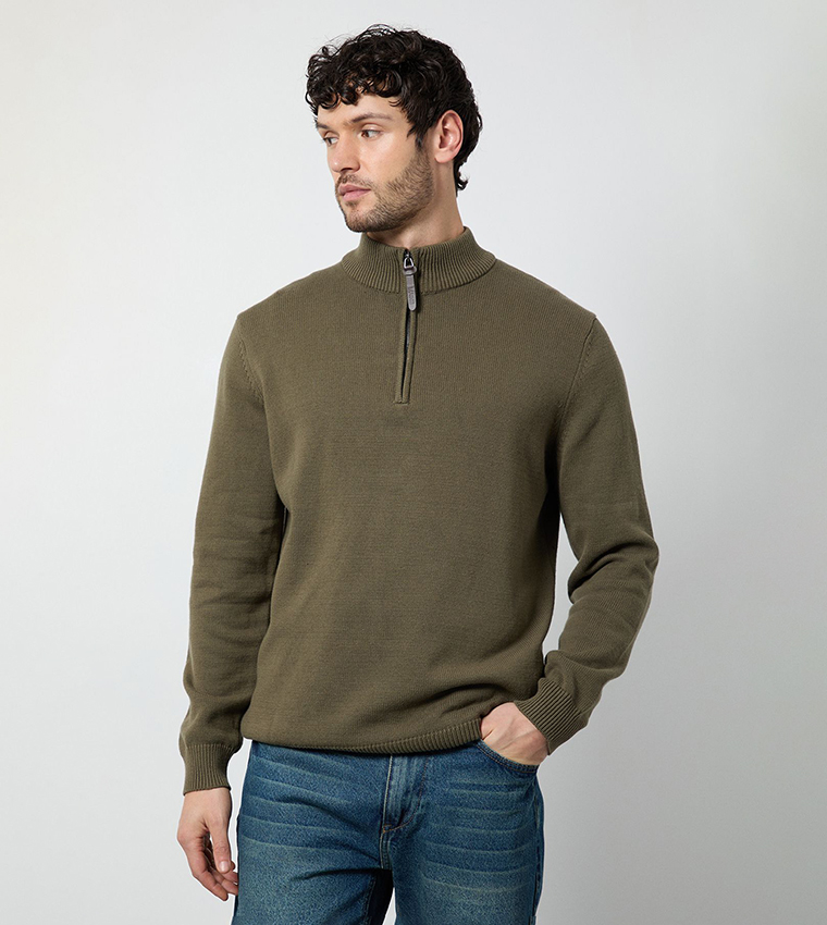Premium Half Zip High Neck Sweater