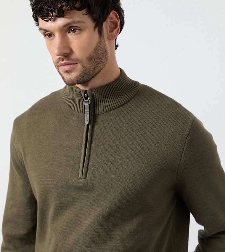 Premium Half Zip High Neck Sweater