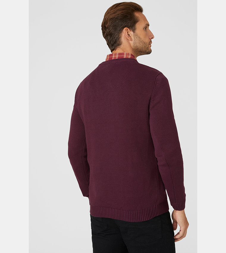Solid Cotton Crew Neck Sweater