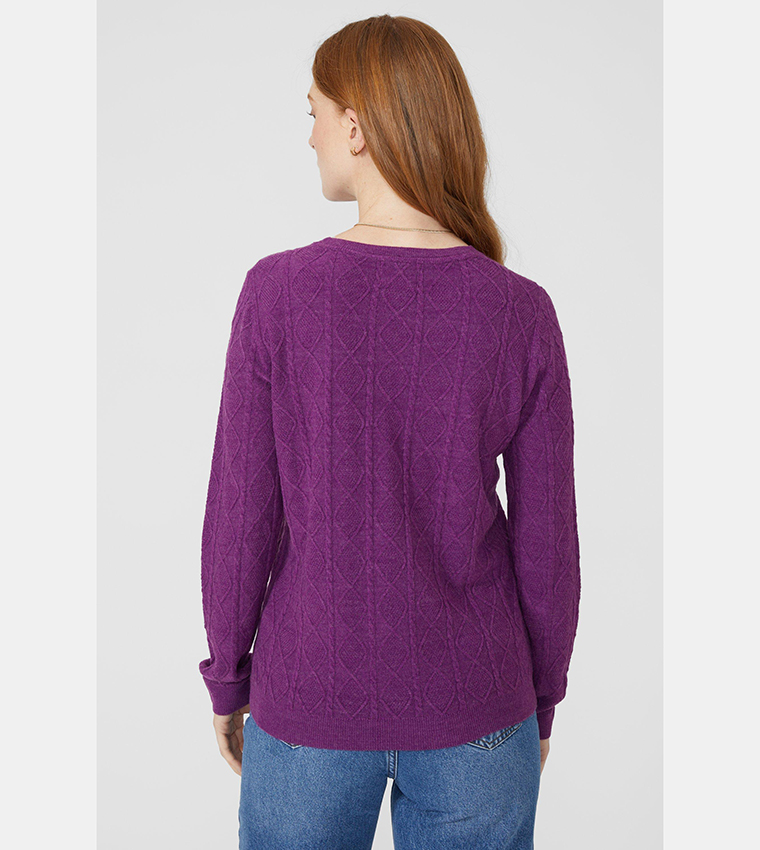 Ruth purple cable sweater SS26