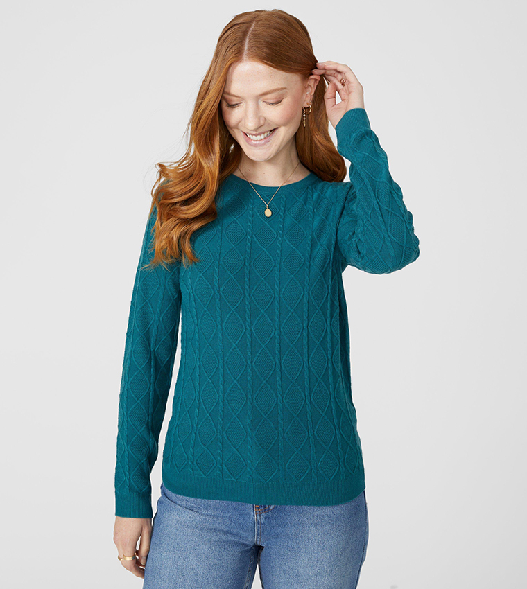Diamond Cable Knit Sweater main image 1